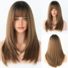 Wholesale of new European and American style wigs for long hair, natural full head covers, long straight hair with inwardly folded air bangs Application Scenario